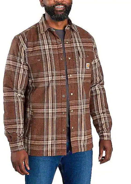 Carhartt TJ4452 105430 M Sherpa-Lined Shirt Jac Flannel Relaxed Fit