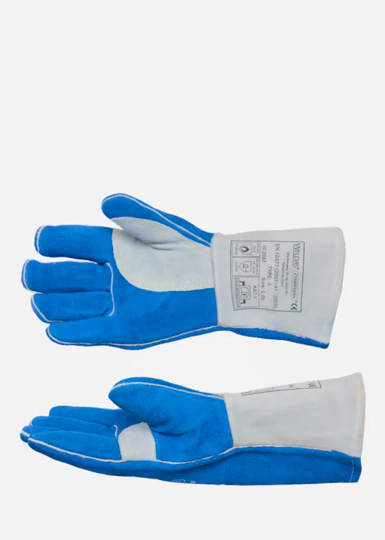 Weldas 10-2087 Blauw Split Rund Schouderleer Lashandschoen