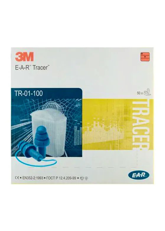 3M EAR Tracer-Ohrstöpsel mit Band, blau (50 Stück)