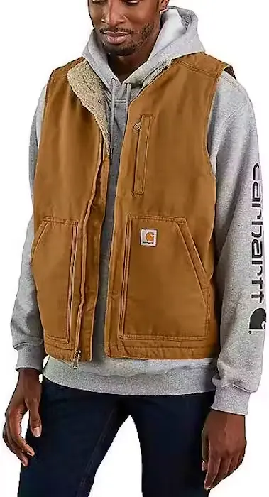 Carhartt 104277 Vest Washed Duck Sherpa-Lined Mock-Neck
